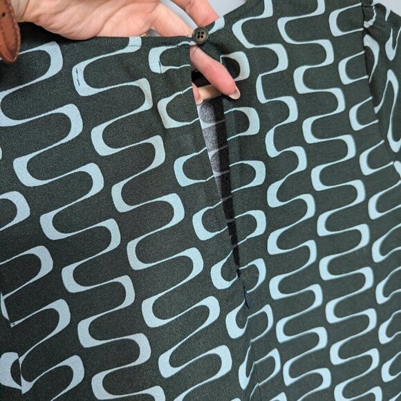 Reformation Port Print Midi Dress | Green Retro Print |  Modest - Picture 3 of 12